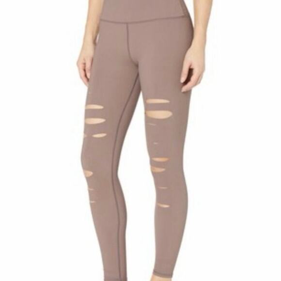 Alo Yoga High-Waist Ripped Warrior Leggings Mauve Size Small - Picture 5 of 9
